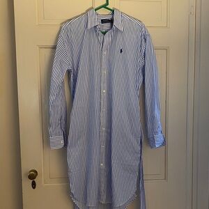Polo Ralph Lauren Blue and White Striped Shirtdress NWT size 10